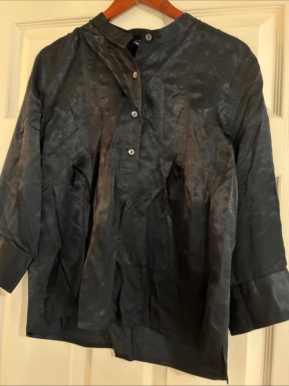 Women's Black Satin Button-Front Jacket